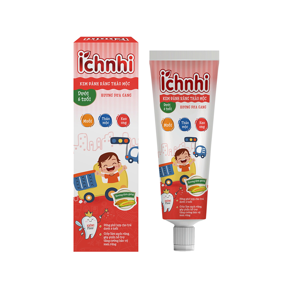 ÍCH NHI KEM ĐÁNH RĂNG THẢO MỘC DƯỚI 6 TUỔI HƯƠNG DƯA GANG